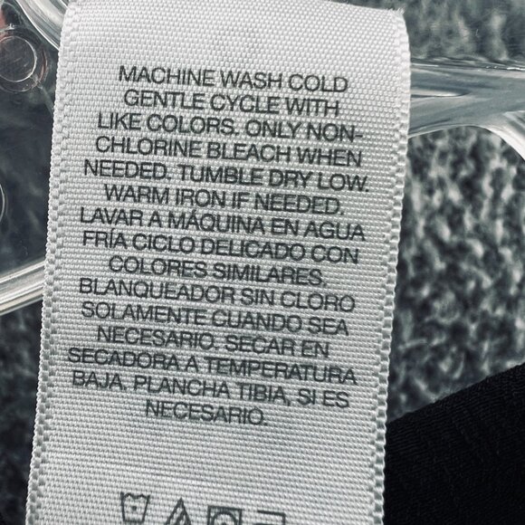 Time And Tru Womens Top Medium 8/10 Black Wrap Shirt 3/4 Sleeve Tie Waist Blouse - Picture 5 of 8